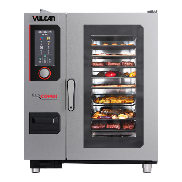 A Vulcan Chef'sCombi natural gas combi oven with food inside.