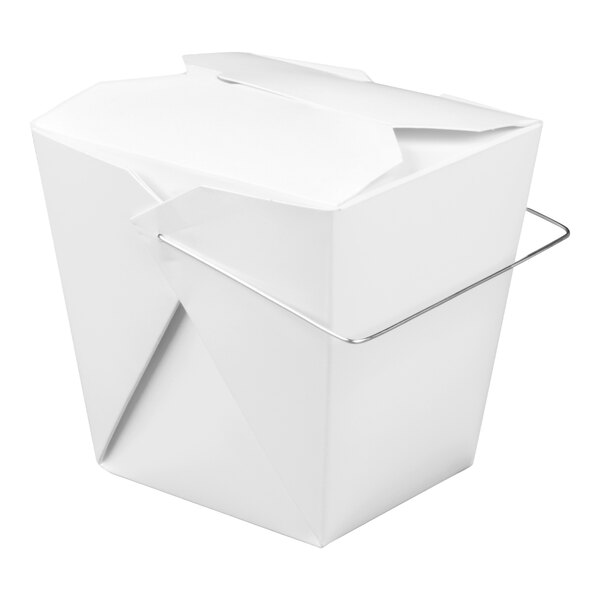 Fold-Pak 26WHWHITEM 26 oz. White Chinese / Asian Paper Take-Out Container with Wire Handle - 500/Case