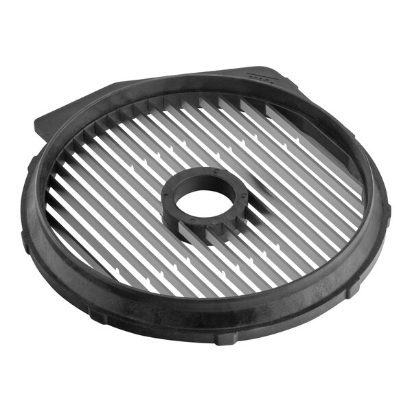 A round black and silver French fry grid attachment for the AvaMix Revolution Max Series.