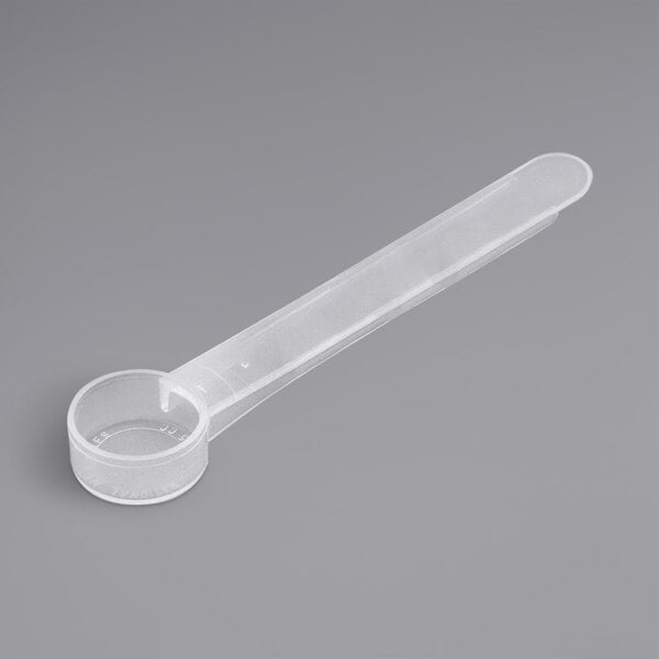 A white plastic polypropylene scoop with a medium plus handle.