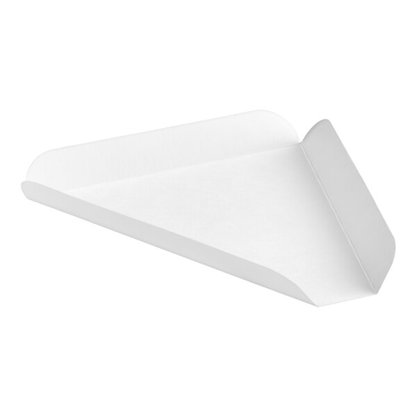 A white paper Southern Champion pizza slice wedge tray with a curved edge.
