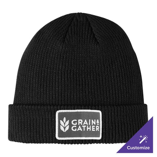Port Authority C977 Deep Black Customizable Cuffed Beanie