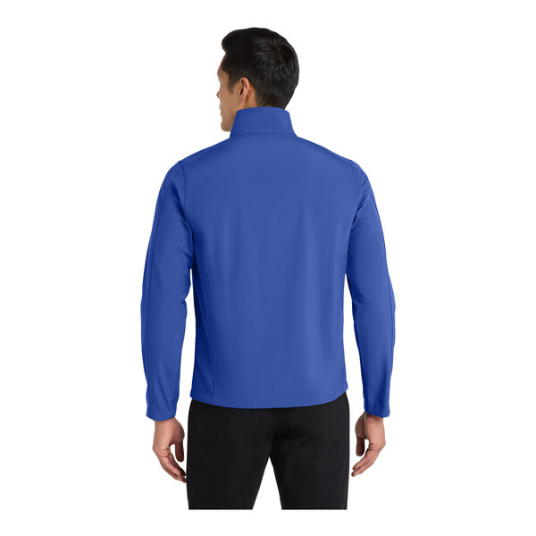A man wearing a Port Authority Core Soft Shell jacket in true royal blue.