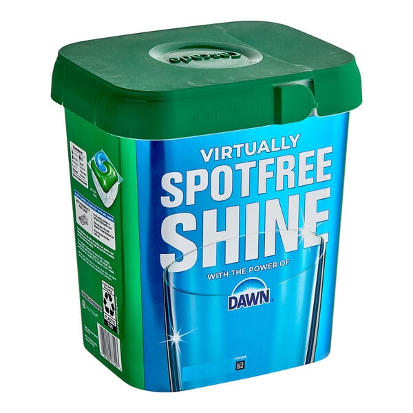 A green container of Cascade Complete ActionPacs with a blue label.