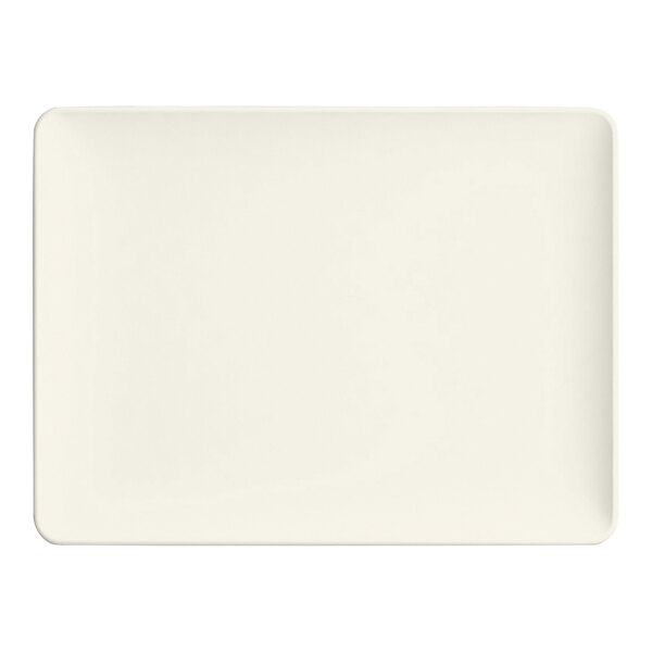 A white rectangular porcelain coupe platter.
