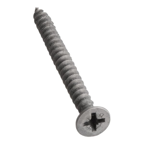 A close-up of Lancaster Table & Seating vinyl backrest screws with a metal head.