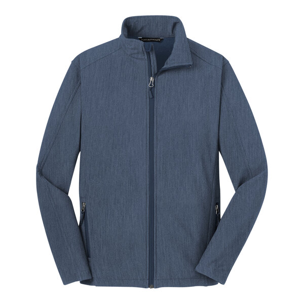 A navy Port Authority Core Soft Shell Jacket with a zipper.