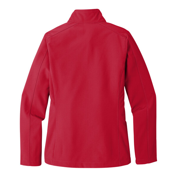 A red Port Authority ladies soft shell jacket.