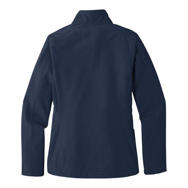 A Port Authority women's blue soft shell jacket.