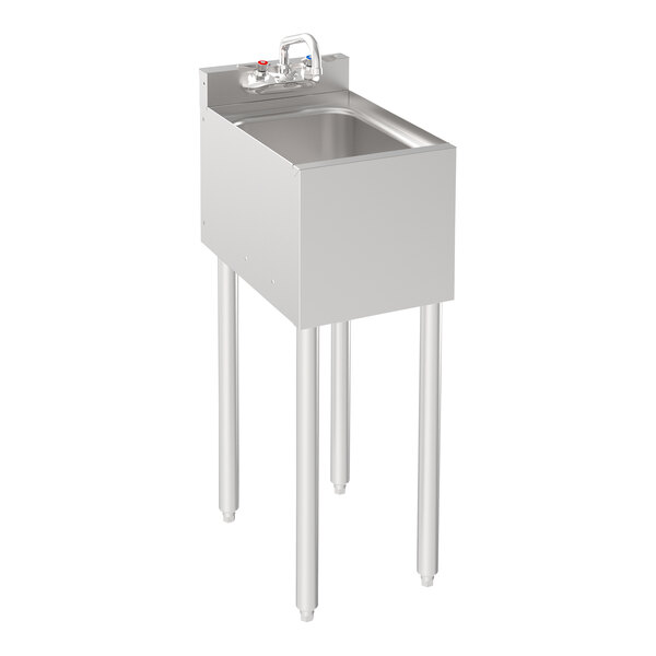 A Krowne stainless steel underbar sink with faucet.