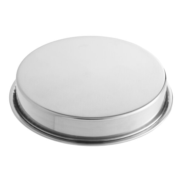 A round stainless steel drip tray designed for use with specific Acopa models.
