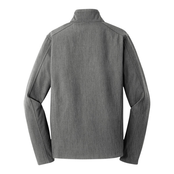 A Port Authority Pearl Gray Heather Core Soft Shell Jacket for men.