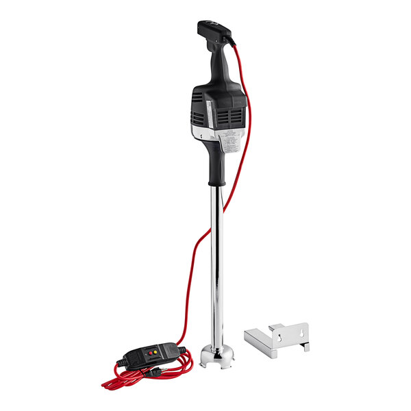 A black and red Vitamix Immersion Blender with a red wire.