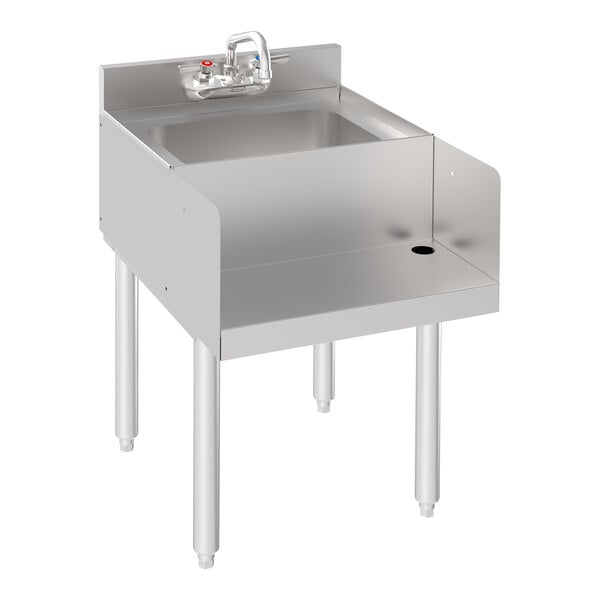 A Krowne stainless steel blender station with a dump sink and faucet.