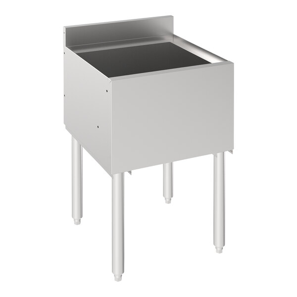 A Krowne Silver Series metal underbar ice bin with legs.