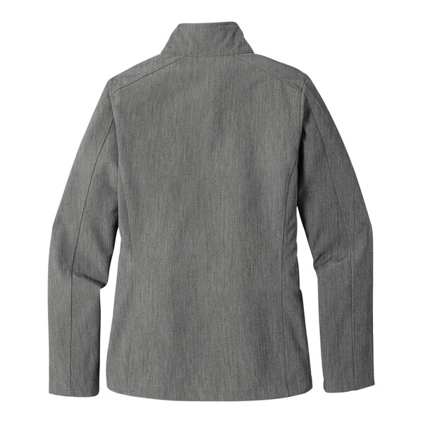 A Port Authority women's pearl gray heather soft shell jacket.