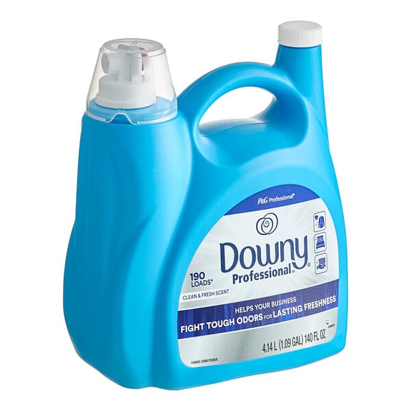 A blue Downy Professional container with a white label.