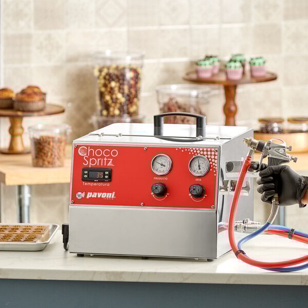 Pavoni Ciocospritz 16 1/2" x 15 3/4" x 15 3/4" Stainless Steel Countertop Electric Chocolate Sprayer CIOCOSPRITZ110V - 110V