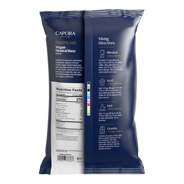 A 3-pound bag of Capora Vegan Neutral Base Frappe Mix.
