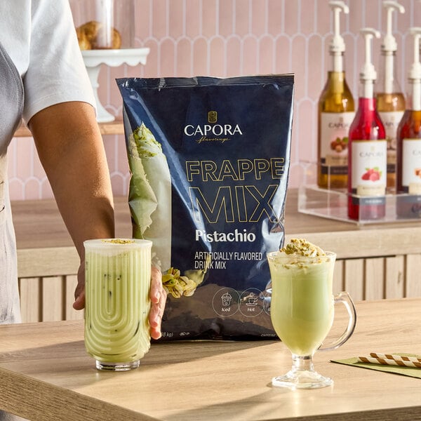 Capora Pistachio Frappe Mix 3.5 lb. - 5/Case