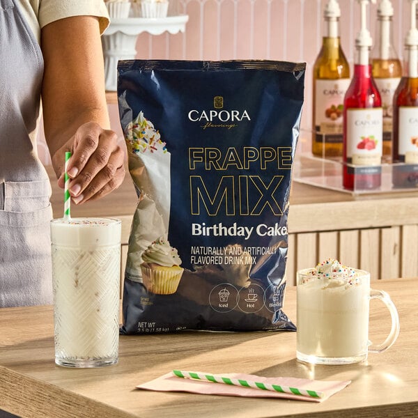 Capora Birthday Cake Frappe Mix 3.5 lb. - 5/Case