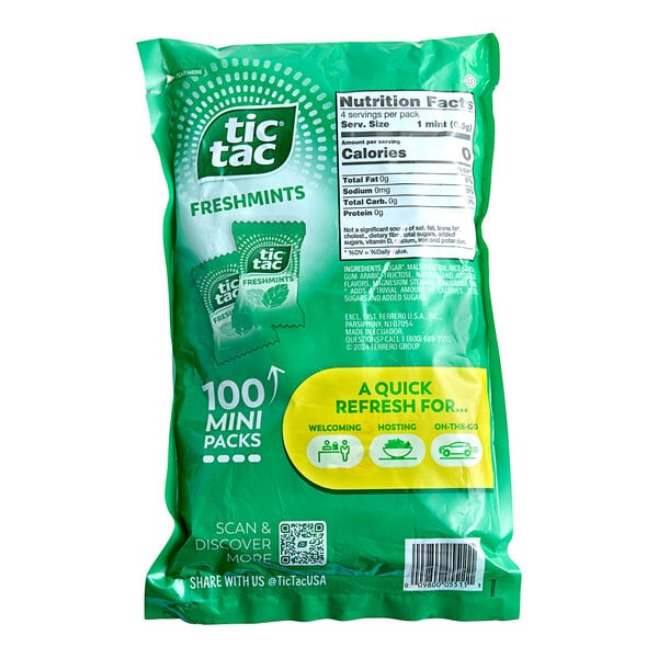 A green TIC TAC Freshmints bag on a white background.