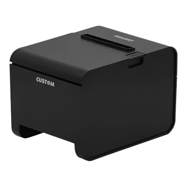 A Custom America P3 thermal receipt printer with a black lid.