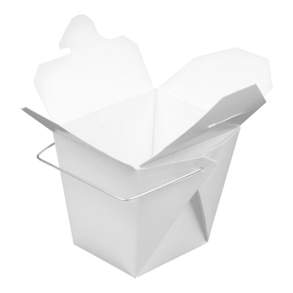 Fold-Pak 08WHWHITEM 8 oz. White Chinese / Asian Paper Take-Out Container with Wire Handle - 1,000/Case