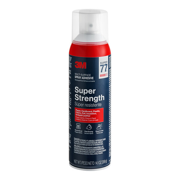 A can of 3M Super 77 Super Strength spray adhesive.
