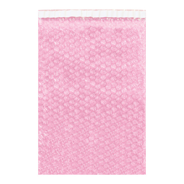 A close-up of a Lavex pink anti-static bubble bag with a white border.