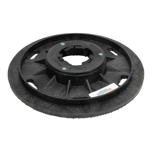 A black circular Karcher pad driver with a hole in the middle.