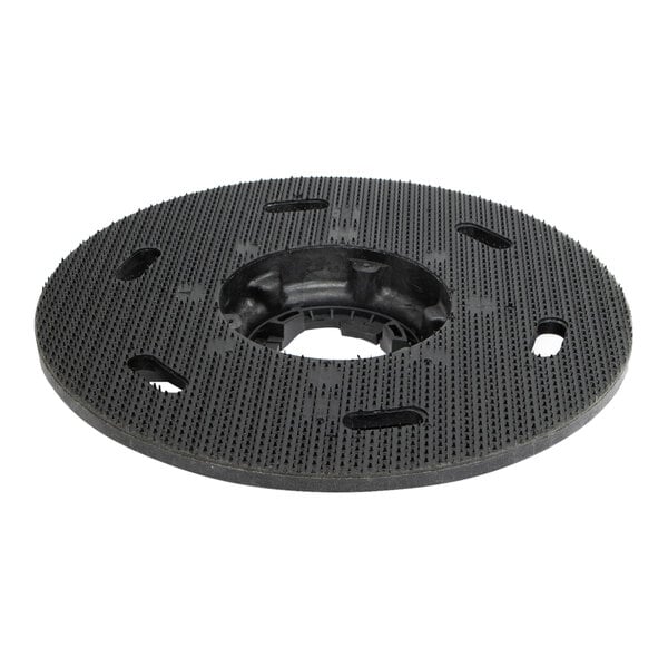 A black circular Karcher pad driver with a hole and clutch plate.