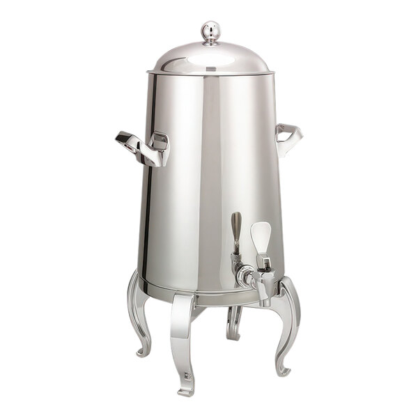A stainless steel Service Ideas Flame Free Thermo-Urn with a lid and handles.