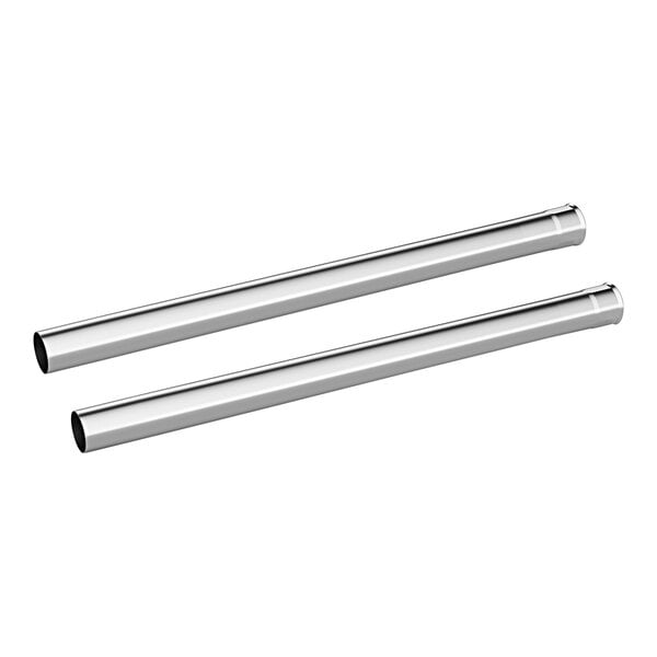 A pair of stainless steel tubes.