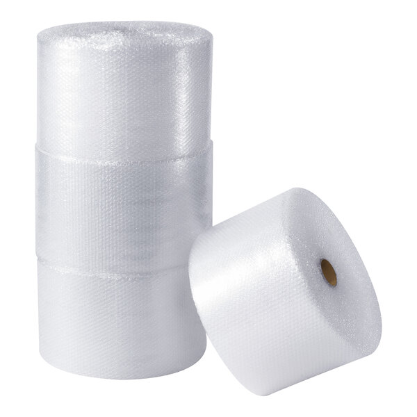 A close-up of a roll of Lavex medium non-perforated bubble wrap.
