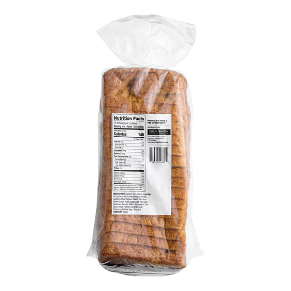 A package of OMG...It's Gluten Free Gluten-Free 5-Grain Bread Loaves with a label.