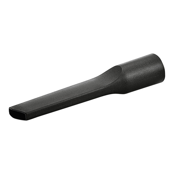 A black plastic Karcher crevice nozzle with a hole on the end.