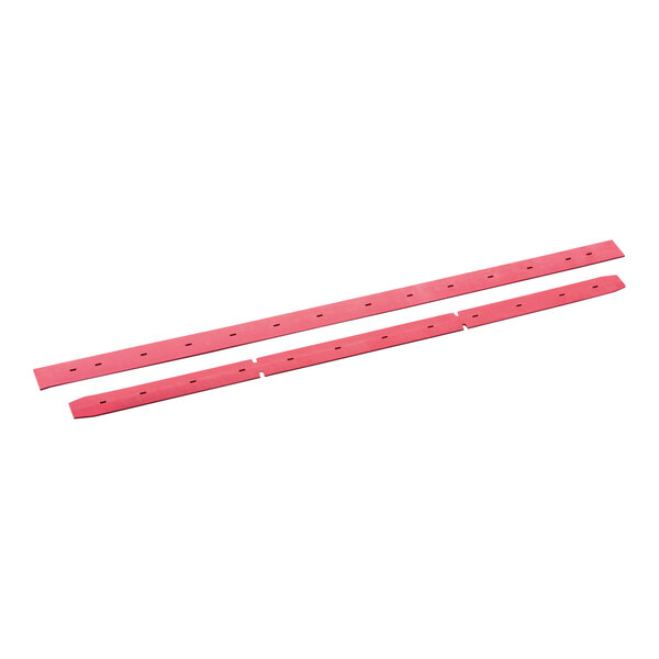 A pair of red rubber squeegee blades with white plastic strips.