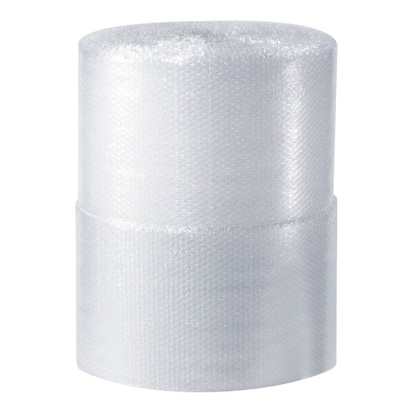 A Lavex case of 2 large rolls of bubble wrap with perforated sections.