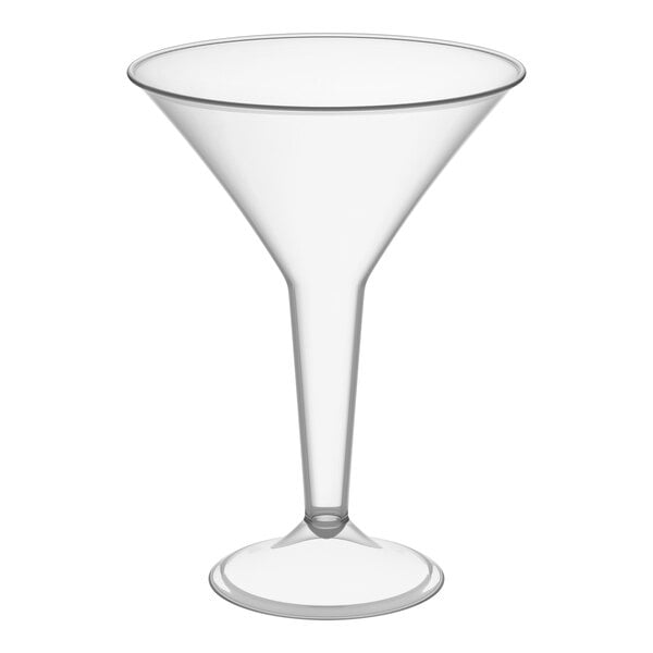 Visions 8 oz. Clear 1-Piece Plastic Martini Glass - 96/Case