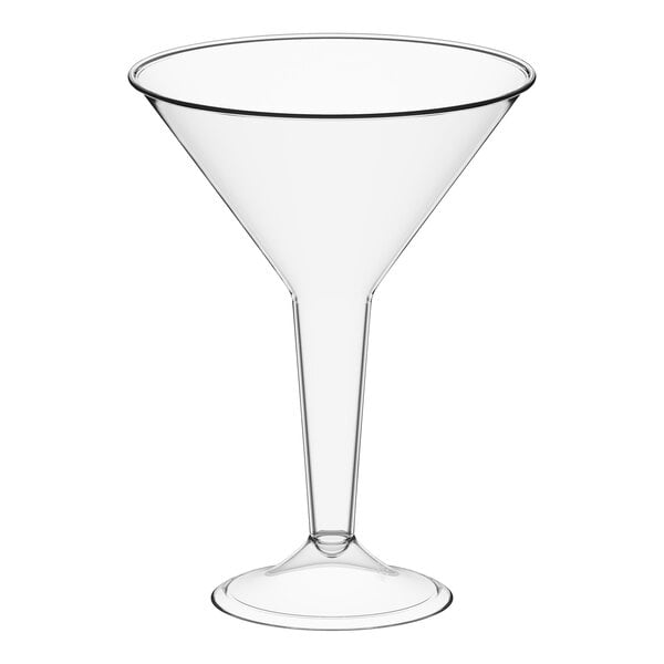 Visions 8 oz. Clear 1-Piece Plastic Martini Glass - 96/Case