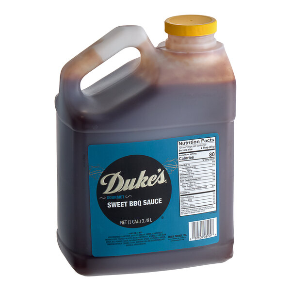 A jug of Duke's sweet barbecue sauce.