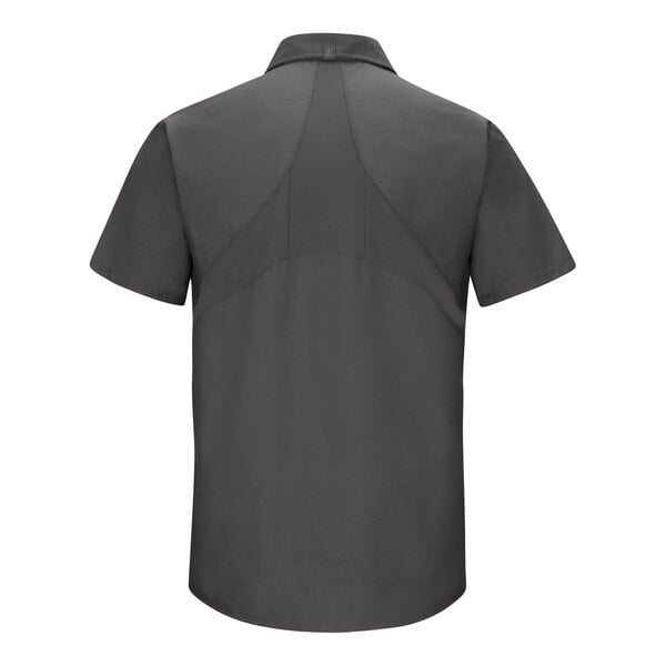 A back view of a Red Kap Men's Charcoal Work Shirt.