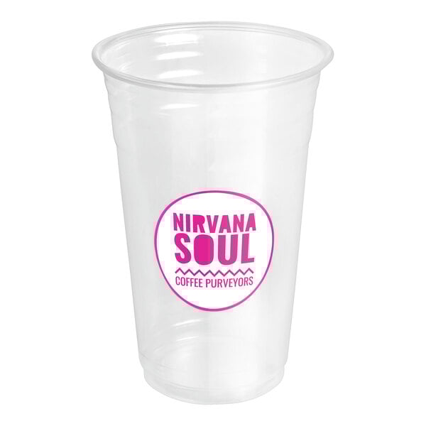 A clear plastic Nirvana Soul cold cup.