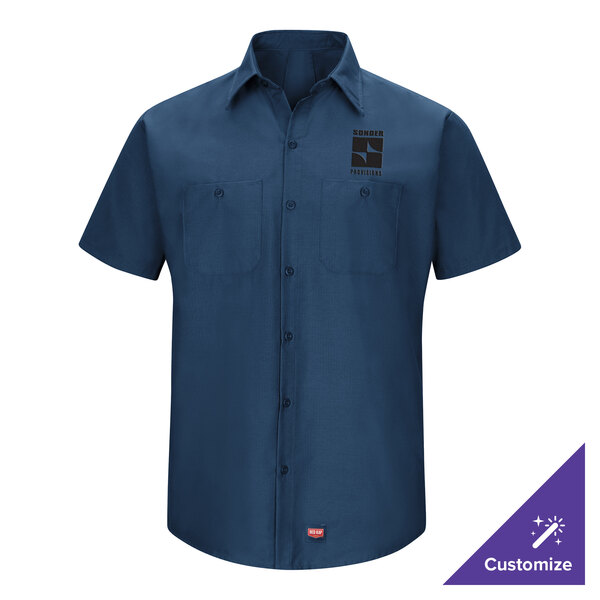 Red Kap SX20 Men's Short Sleeve Navy Customizable Moisture-Wicking Work Shirt with MIMIX Flex Panels - Extra Large Tall