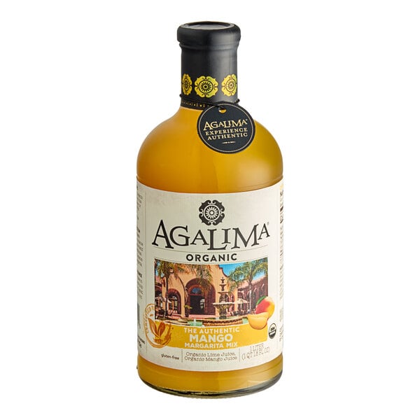 A white bottle of Agalima Organic Mango Margarita Mix.