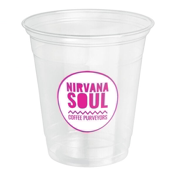 A clear plastic Nirvana Soul cold cup.