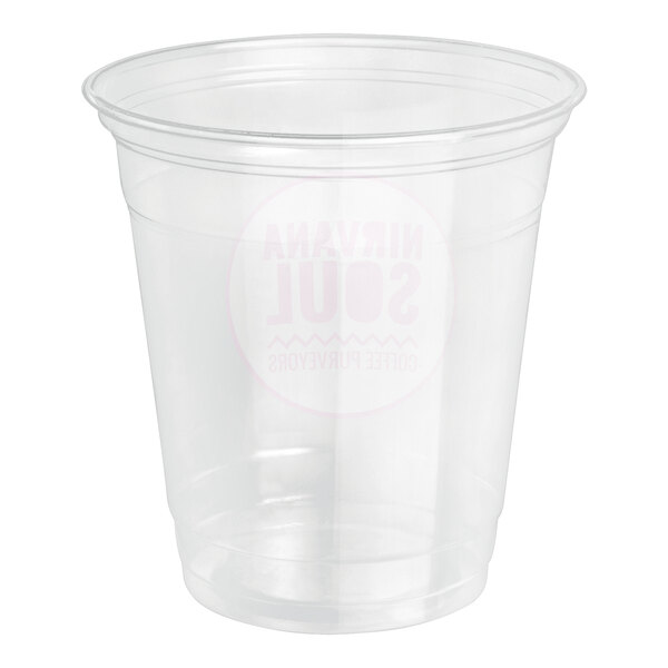 A clear plastic Nirvana Soul cold cup.