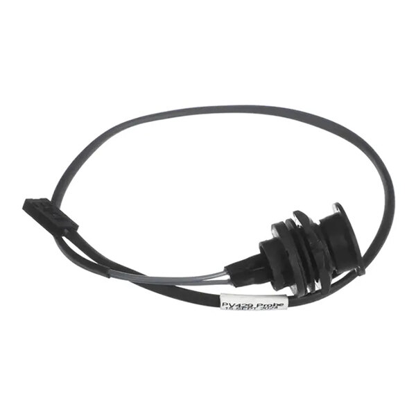 A black Cookshack meat probe jack with a black cable and black connector.