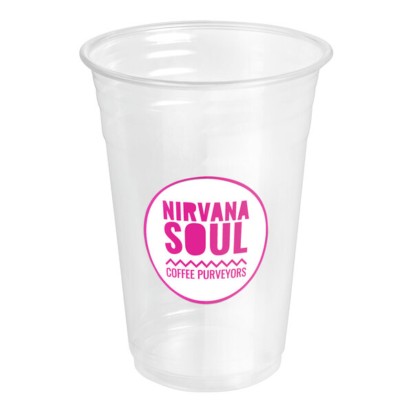 A clear plastic Nirvana Soul cold cup.